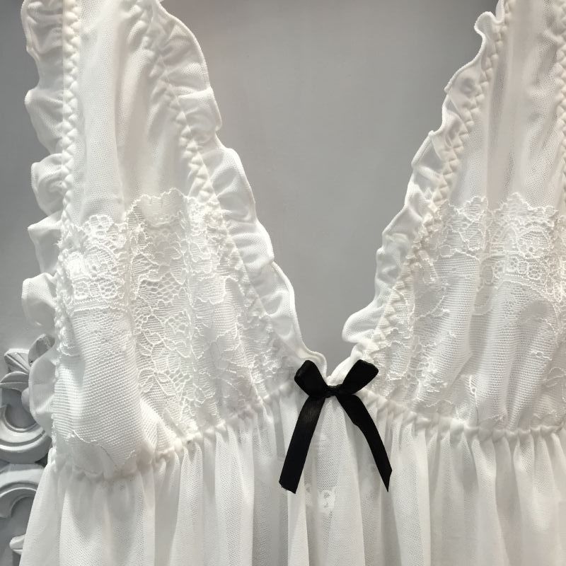 Sexy Women Nightgown Pantie Set , Deep V Lace Women Sleepwear.# NP - Image 2
