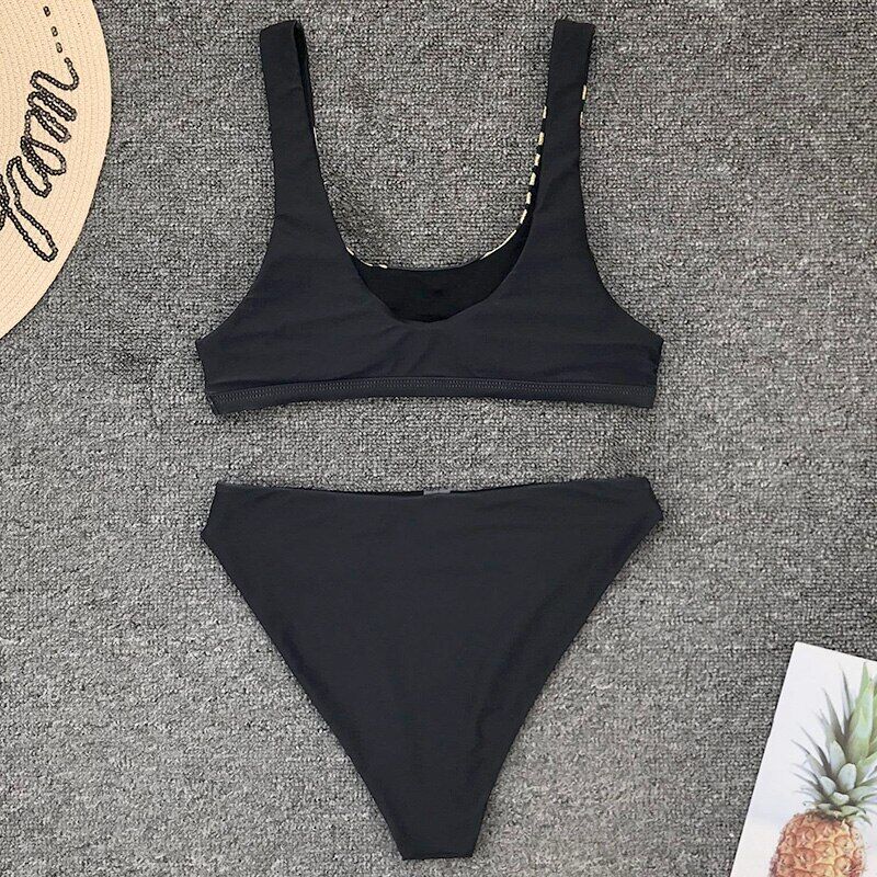 New 2021 Sexy Leaves Print Swimsuit , High Waist , Bikini Women Vintage , Swimwear Two-pieces , Bikini set Bather , Bathing Suit Swim wear .# NP - Image 3