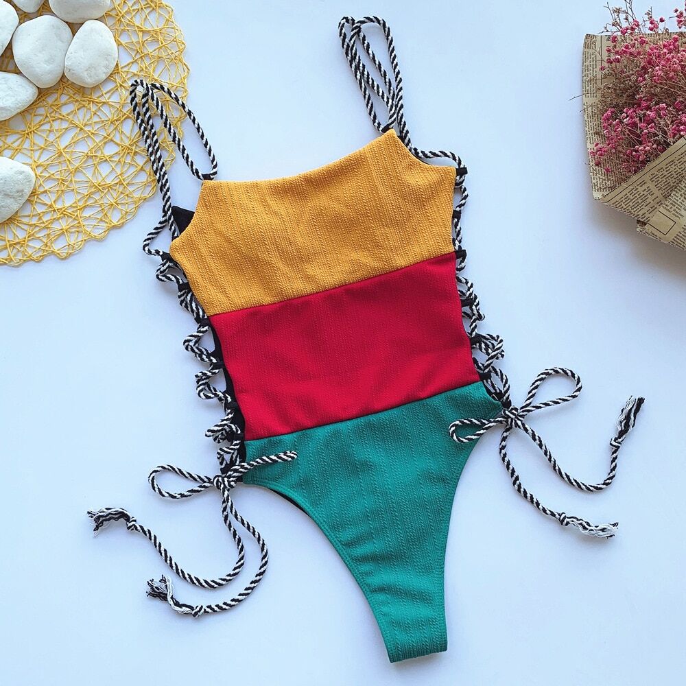 Swimwear Women One Piece , Swimsuit Patchwork , Swimsuit Female , Swimming Suit For Women. # NP - Image 4