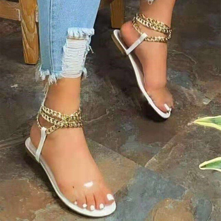 2021 Women's Flat Sandals , Summer Gladiator Lace-Up Outside Jelly Shoes , Ankle Strap , Holiday Beach Shoes . # NP - Image 3