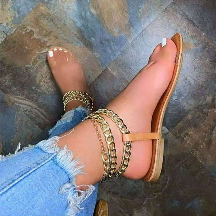 2021 Women's Flat Sandals , Summer Gladiator Lace-Up Outside Jelly Shoes , Ankle Strap , Holiday Beach Shoes . # NP - Image 4