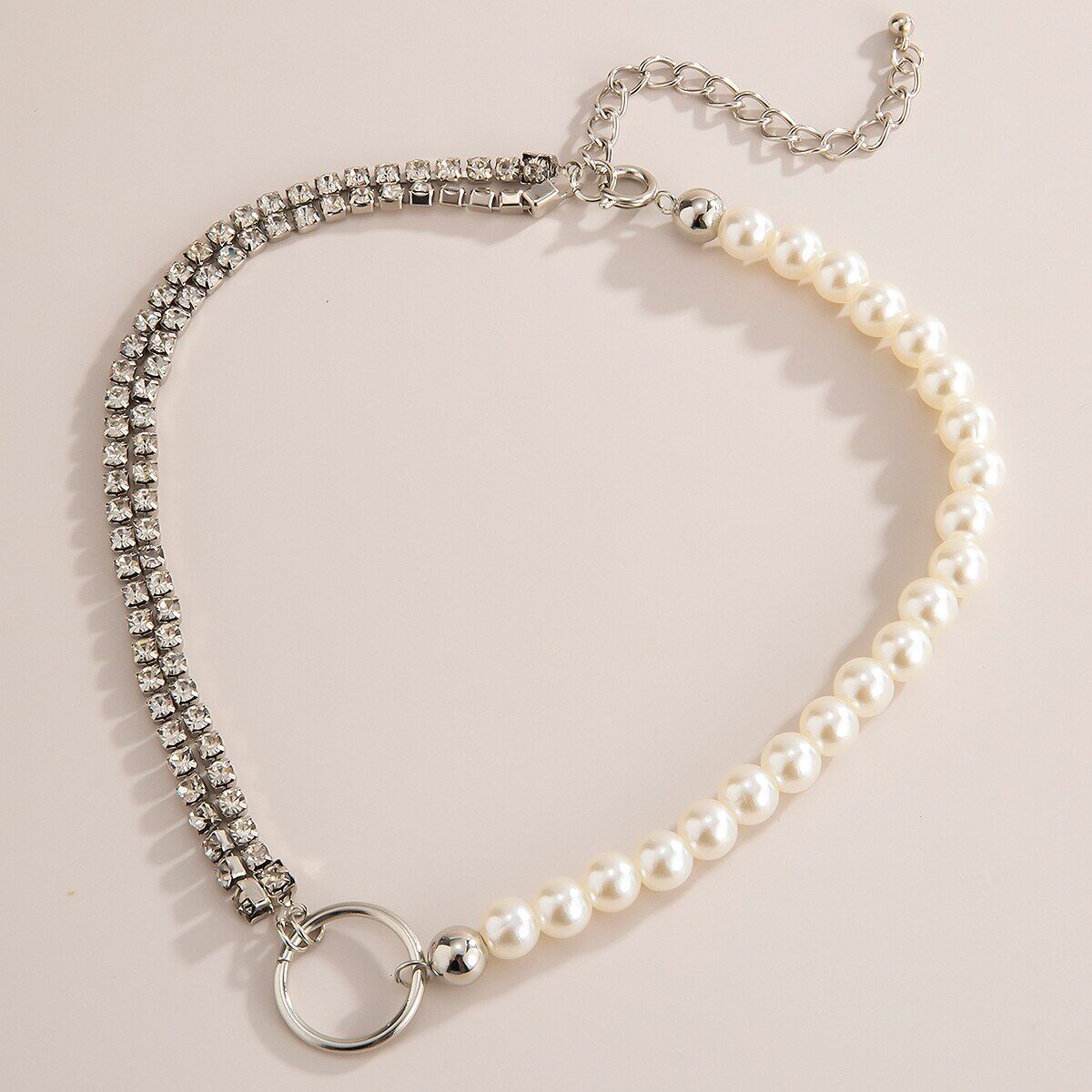 Shiny Sexy Colorful Rhinestone Chain , Choker Necklace for Women , Bohemian Imitation Pearl ,Clavicle Chain ,Charm Necklace . # NP - Image 3