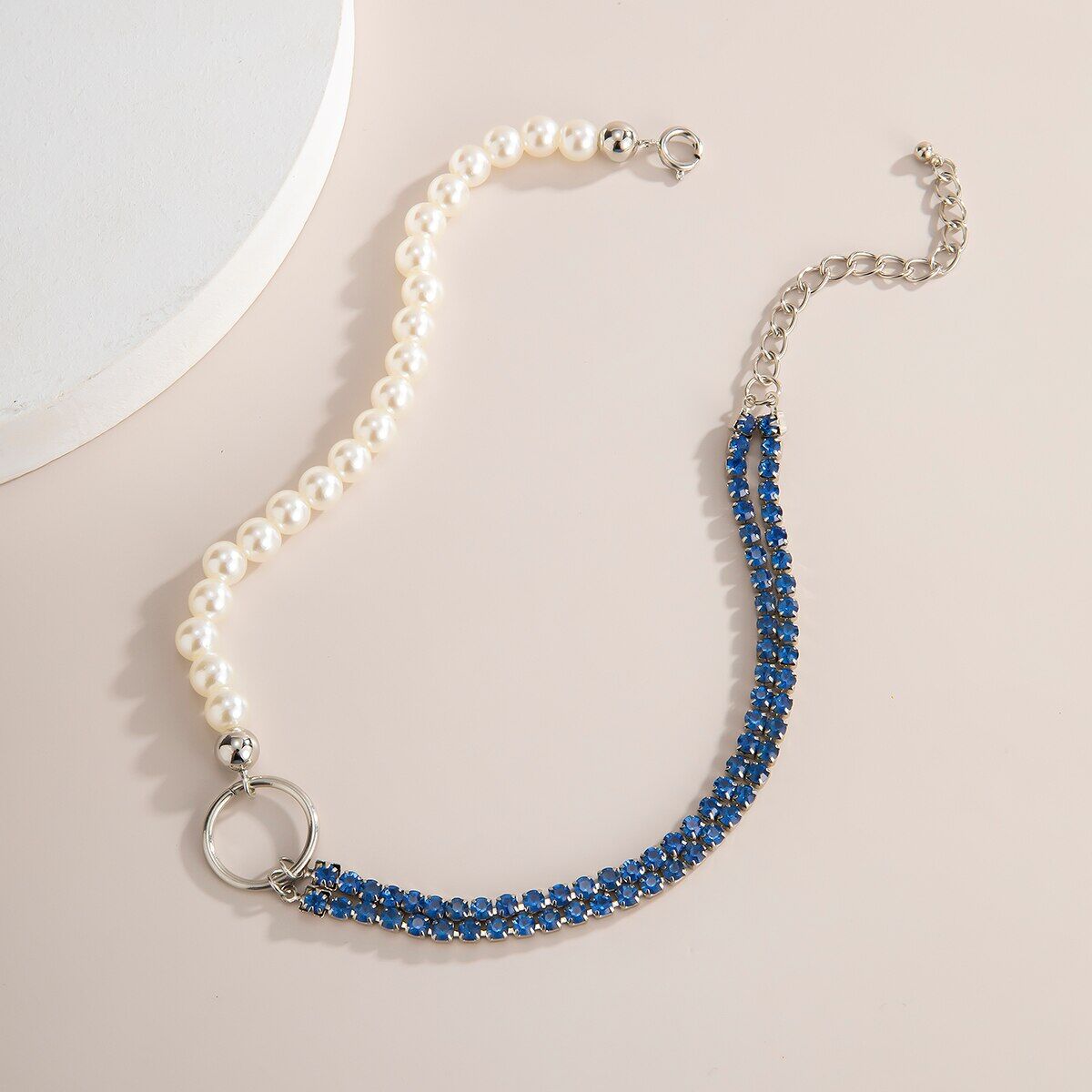 Shiny Sexy Colorful Rhinestone Chain , Choker Necklace for Women , Bohemian Imitation Pearl ,Clavicle Chain ,Charm Necklace . # NP - Image 4
