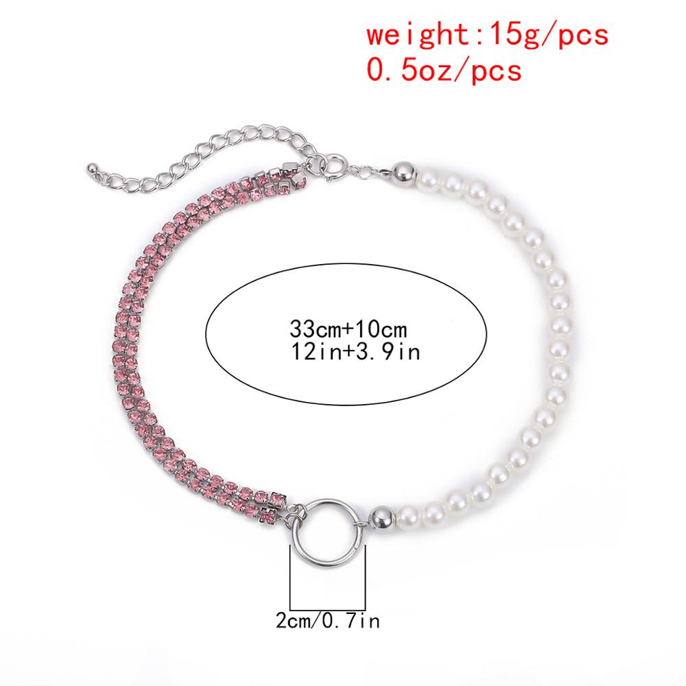 Shiny Sexy Colorful Rhinestone Chain , Choker Necklace for Women , Bohemian Imitation Pearl ,Clavicle Chain ,Charm Necklace . # NP - Image 6
