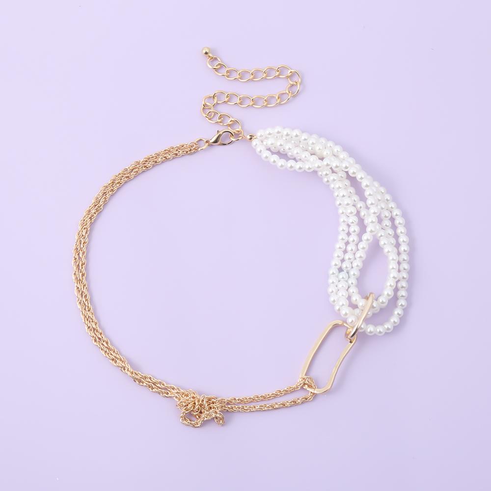 Unique Chunky Thick Twist Chain . Female Charm . Necklace . New Gothic Multi Layered . Imitation Pearl Pendant Necklace . # NP - Image 3