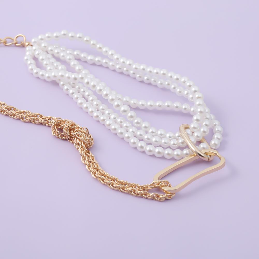 Unique Chunky Thick Twist Chain . Female Charm . Necklace . New Gothic Multi Layered . Imitation Pearl Pendant Necklace . # NP - Image 4