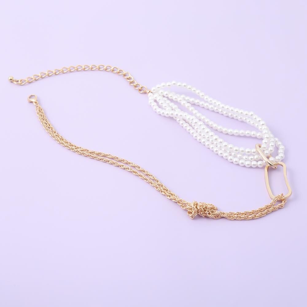 Unique Chunky Thick Twist Chain . Female Charm . Necklace . New Gothic Multi Layered . Imitation Pearl Pendant Necklace . # NP - Image 5