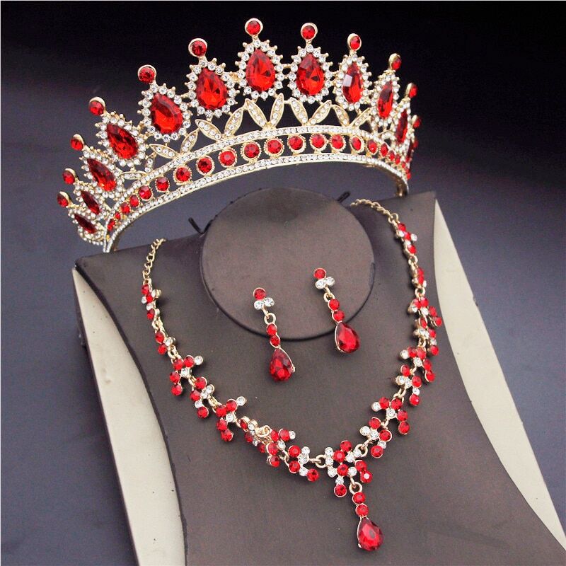 Baroque Bridal Jewelry Sets for Women , Fashion Tiaras Earrings Necklaces Set , Wedding Crown Necklace Jewelry Set # NP - Image 2
