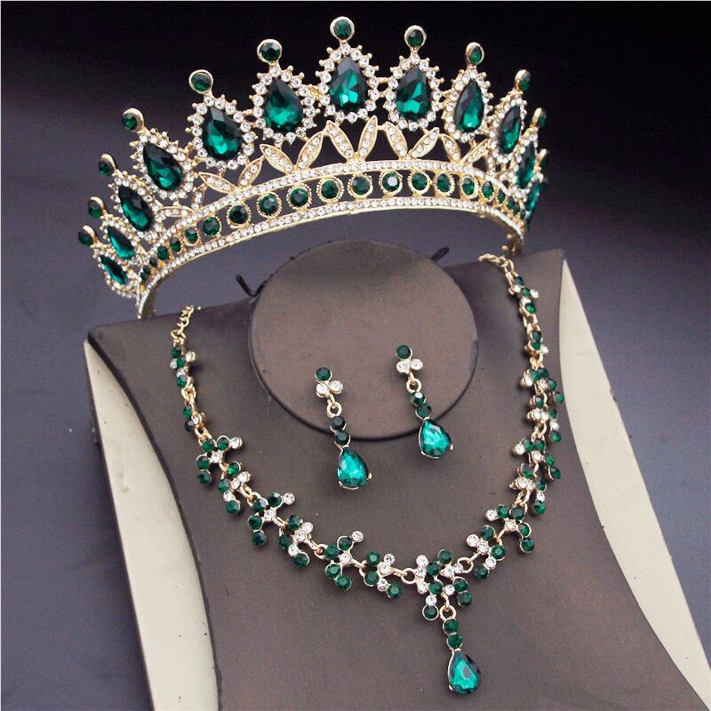 Baroque Bridal Jewelry Sets for Women , Fashion Tiaras Earrings Necklaces Set , Wedding Crown Necklace Jewelry Set # NP - Image 4