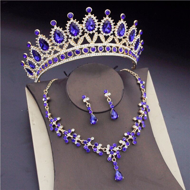 Baroque Bridal Jewelry Sets for Women , Fashion Tiaras Earrings Necklaces Set , Wedding Crown Necklace Jewelry Set # NP - Image 5