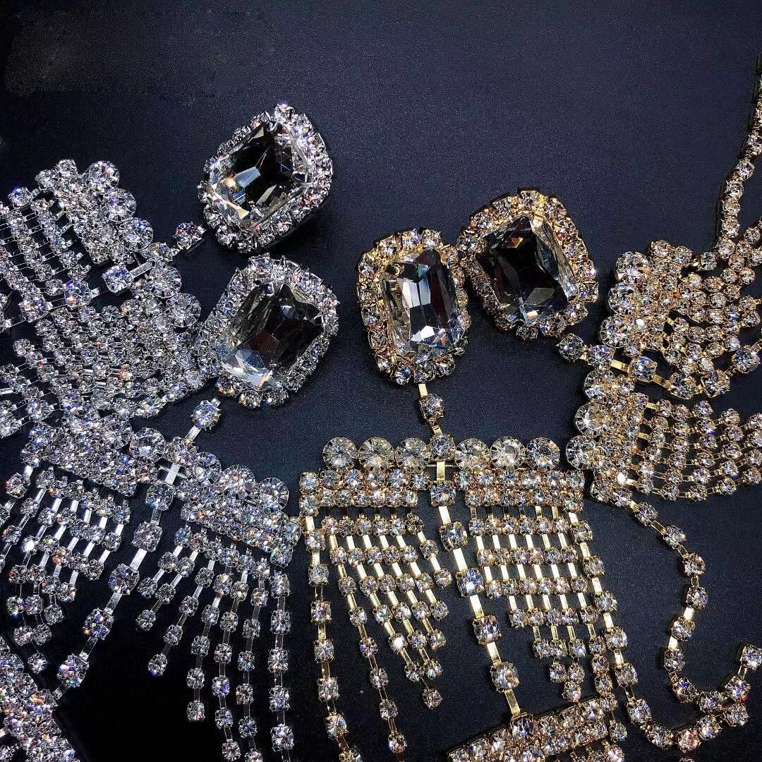 Fashion senior long style European and American Tassel Earrings , Sweet goddess shining Rhinestone simple Earrings accessories # NP - Image 6