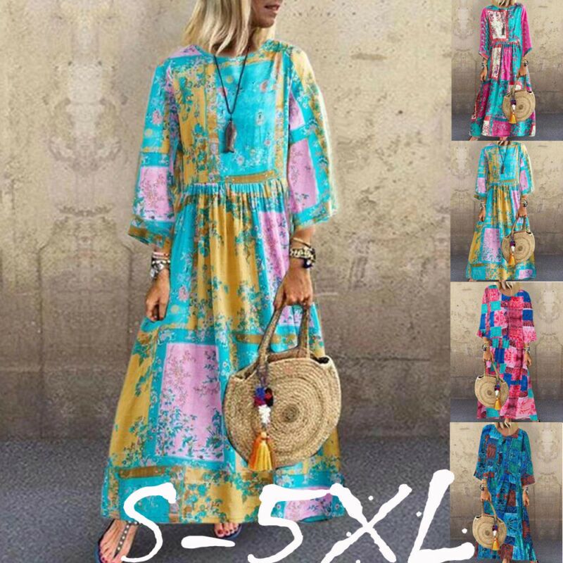 Women Long Sleeve Dress , Maxi Long Evening Party, Beach , Dress Sundress , Plus Size # NP - Image 5