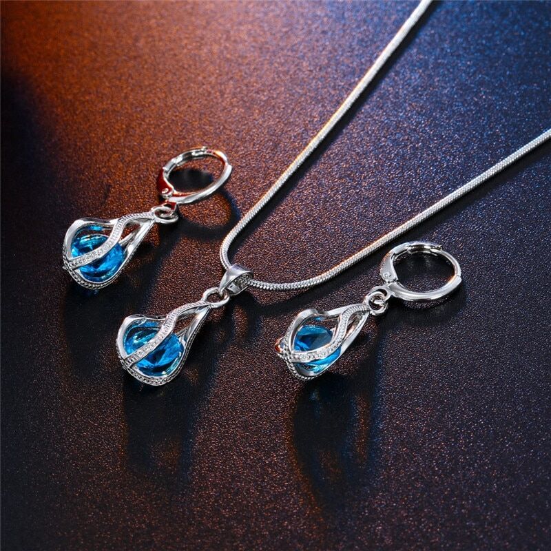 Fashion Silver Color Necklace , Earrings Cubic Zirconia Jewelry Sets , Elegant Crystal Zircon Jewelry , Women Wedding Jewelry Set , Fashion Silver Color Necklace Earrings Cubic Zirconia Jewelry Sets , Elegant Crystal Zircon , Jewelry Women Wedding Jewelry Set # NP - Image 2