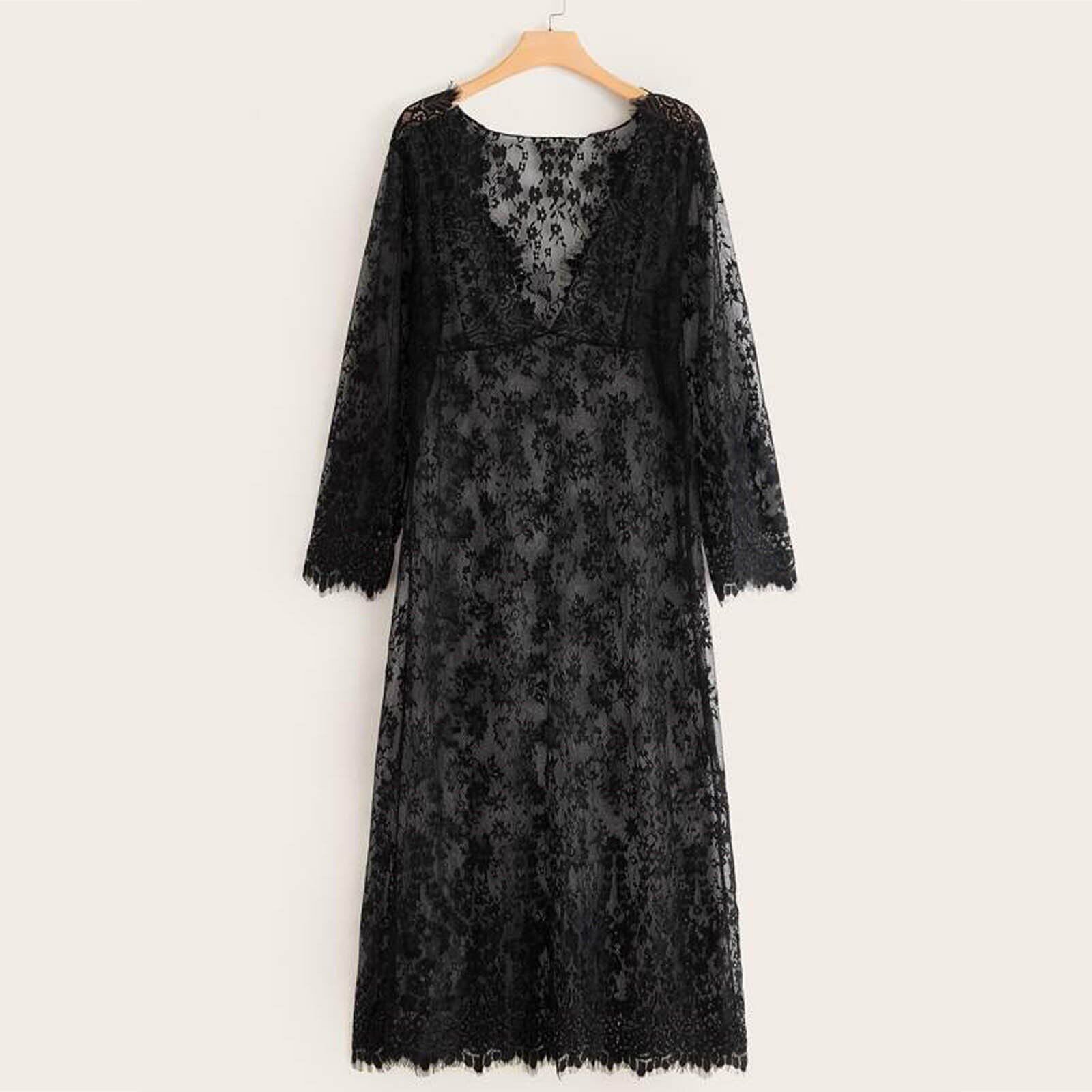 Plus Size Women's Nightie , See Through Lace, Sexy Night Dress, V neck Mesh Nightgown, Sexy Sleepwear , Long Gowns 4XL # NP - Image 3