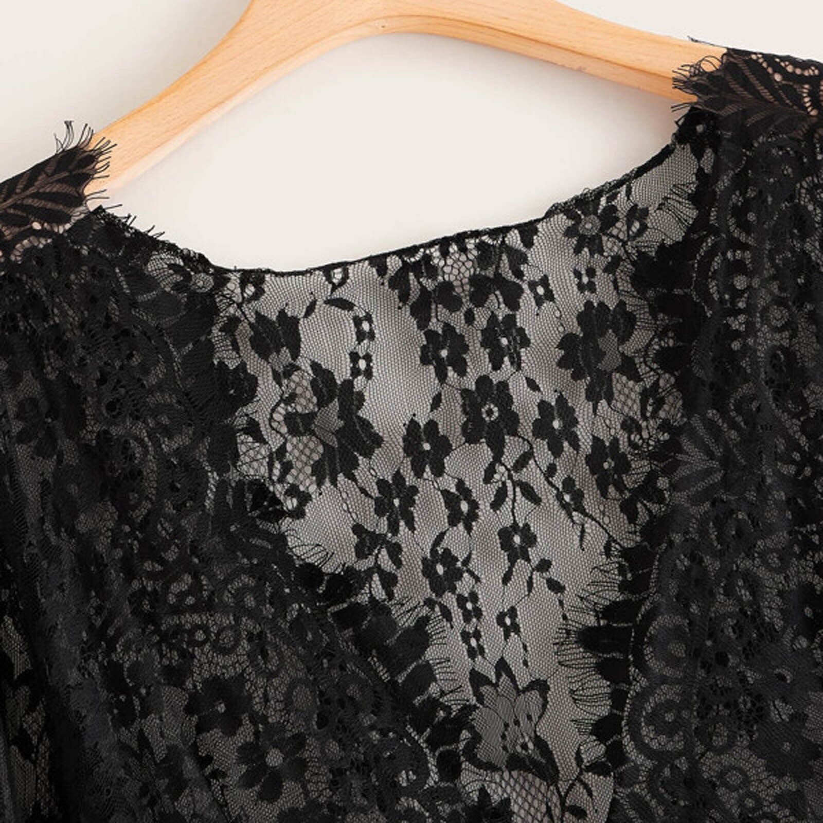 Plus Size Women's Nightie , See Through Lace, Sexy Night Dress, V neck Mesh Nightgown, Sexy Sleepwear , Long Gowns 4XL # NP - Image 4