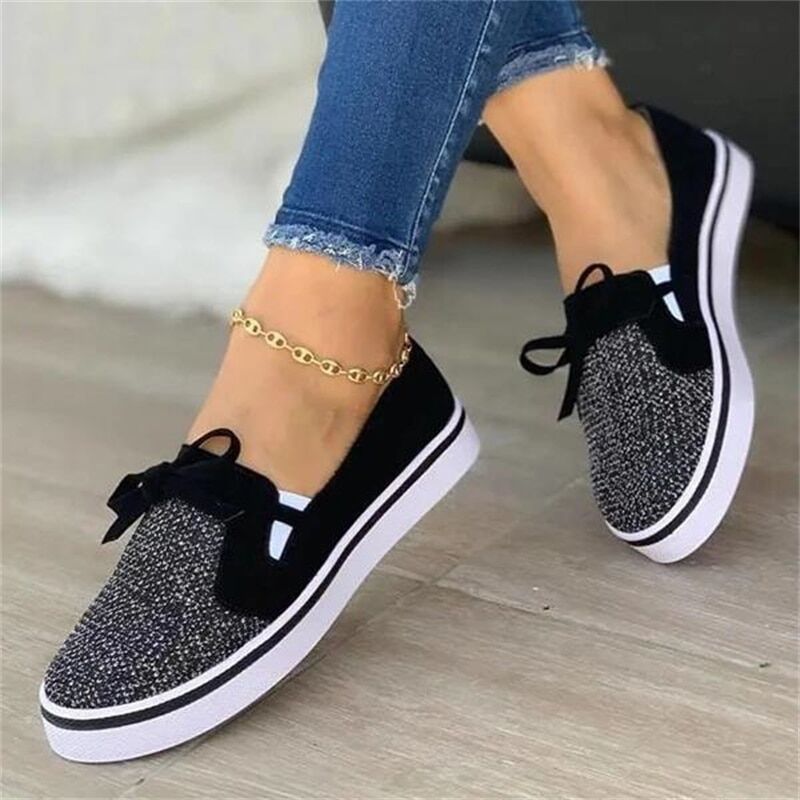 Women's Flats Shoes 2022 , Casual Slip On Elastic Band Solid Color , Ladies Vulcanized Shoes , Plus Size Female Walking Footwear New # NP - Image 2