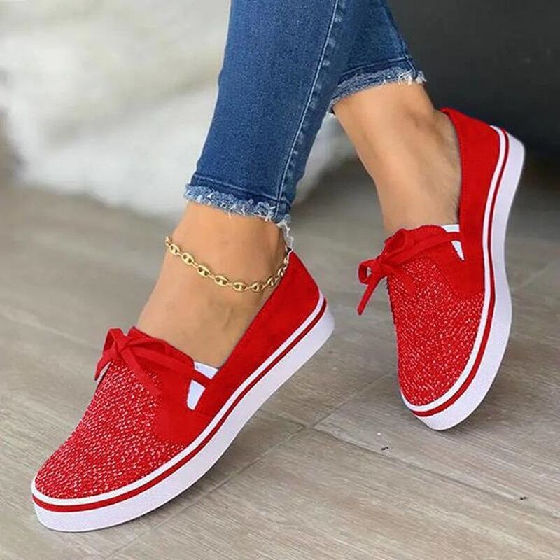 Women's Flats Shoes 2022 , Casual Slip On Elastic Band Solid Color , Ladies Vulcanized Shoes , Plus Size Female Walking Footwear New # NP - Image 3