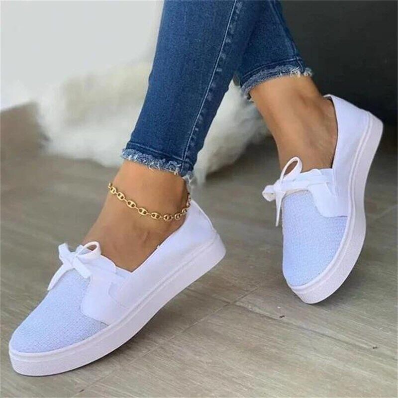 Women's Flats Shoes 2022 , Casual Slip On Elastic Band Solid Color , Ladies Vulcanized Shoes , Plus Size Female Walking Footwear New # NP - Image 4