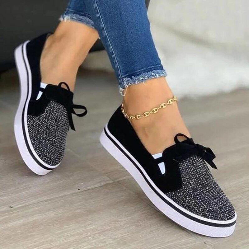 Women's Flats Shoes 2022 , Casual Slip On Elastic Band Solid Color , Ladies Vulcanized Shoes , Plus Size Female Walking Footwear New # NP - Image 5