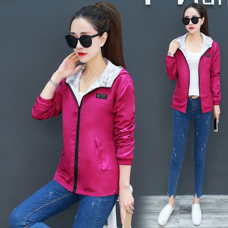 Women's Jacket , Pocket Zipper Hooded ,Two Side Wear , Outwear Coat, Loose Plus Size, Windbreaker Jackets Female # NP - Image 5