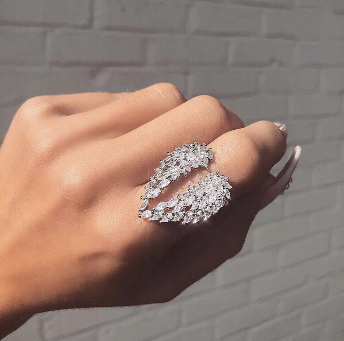 New Fashion Unique Angel wings 925 Sterling Silver , Adjustable Marquise , Cut Stone Rings for Women , Simulated Diamond Jewelry # NP - Image 2