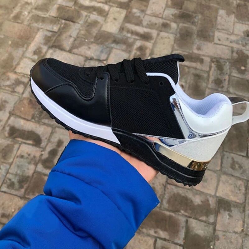 Women Sneakers , Summer Lace Up Casual , Breathable Platform Sport Shoes, Fashion Suede Leather , Running , Walking , Shoes Sneaker # NP - Image 2
