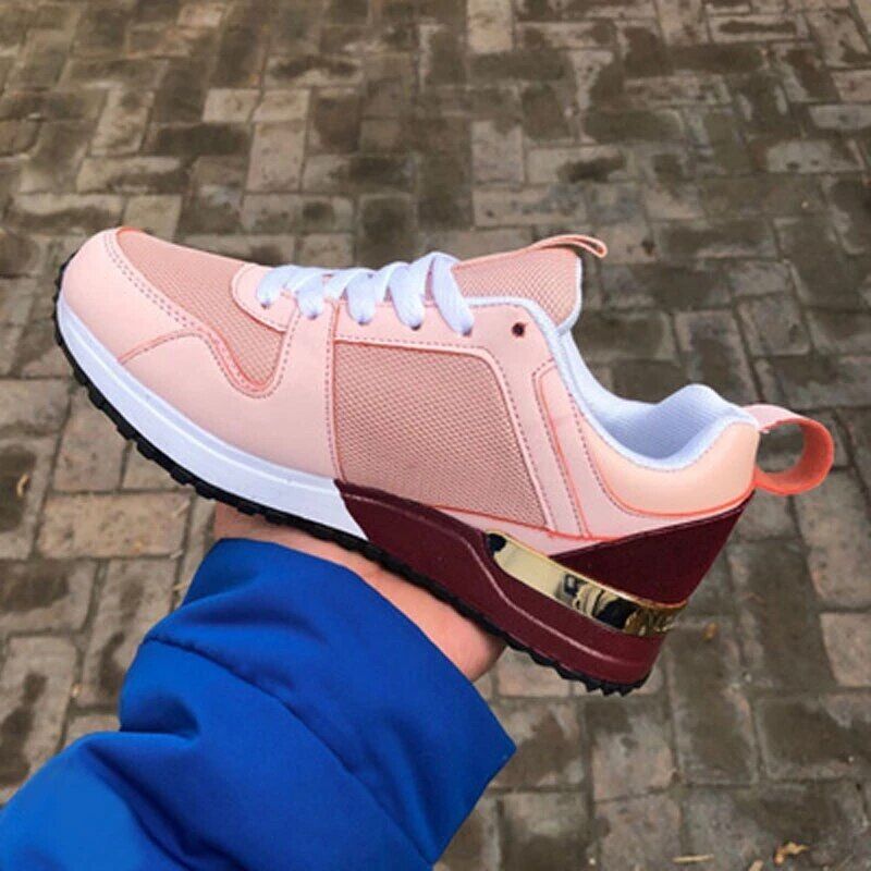 Women Sneakers , Summer Lace Up Casual , Breathable Platform Sport Shoes, Fashion Suede Leather , Running , Walking , Shoes Sneaker # NP - Image 4