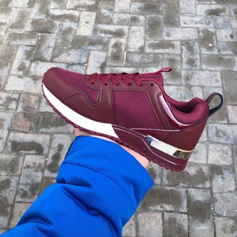 Women Sneakers , Summer Lace Up Casual , Breathable Platform Sport Shoes, Fashion Suede Leather , Running , Walking , Shoes Sneaker # NP - Image 6