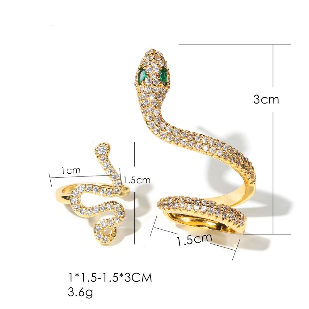 New 2022 , 2pcs set , clip on earrings ear cuffs for women , gold color , snake CA stone, accessories charm earring # NP - Image 3