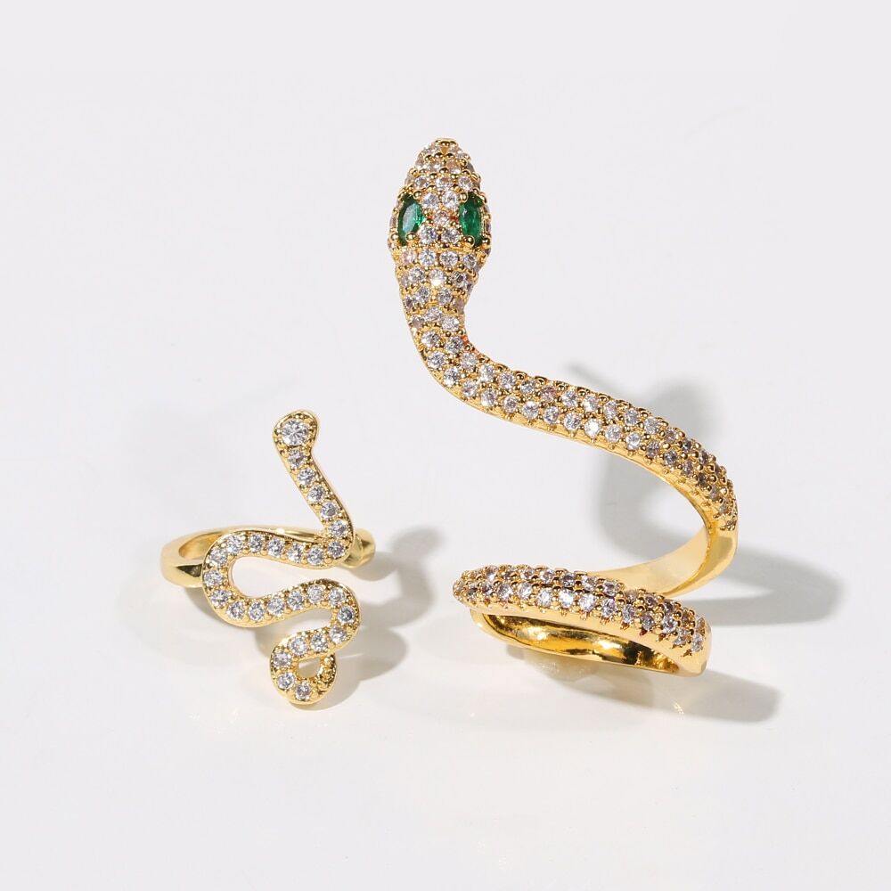 New 2022 , 2pcs set , clip on earrings ear cuffs for women , gold color , snake CA stone, accessories charm earring # NP - Image 4