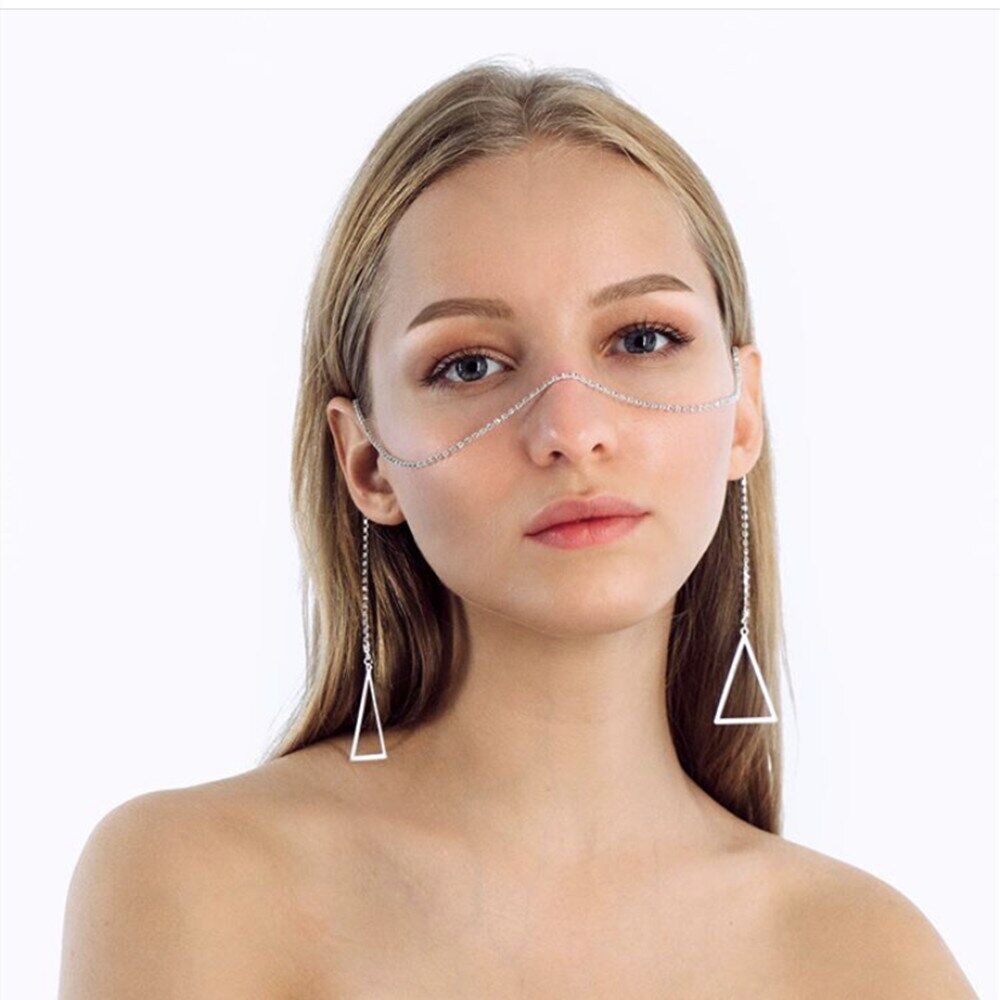 2022 New Design Bling Rhinestone Long Chain Cross Pendant Face , Jewelry for Women , Party Accessories , Crystal One Row Face Chain Jewelry .# NP - Image 3