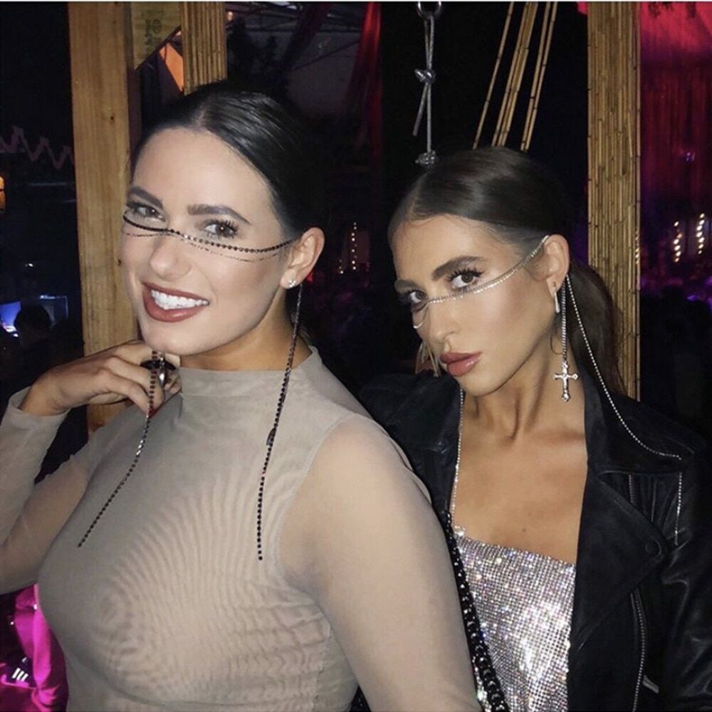 2022 New Design Bling Rhinestone Long Chain Cross Pendant Face , Jewelry for Women , Party Accessories , Crystal One Row Face Chain Jewelry .# NP