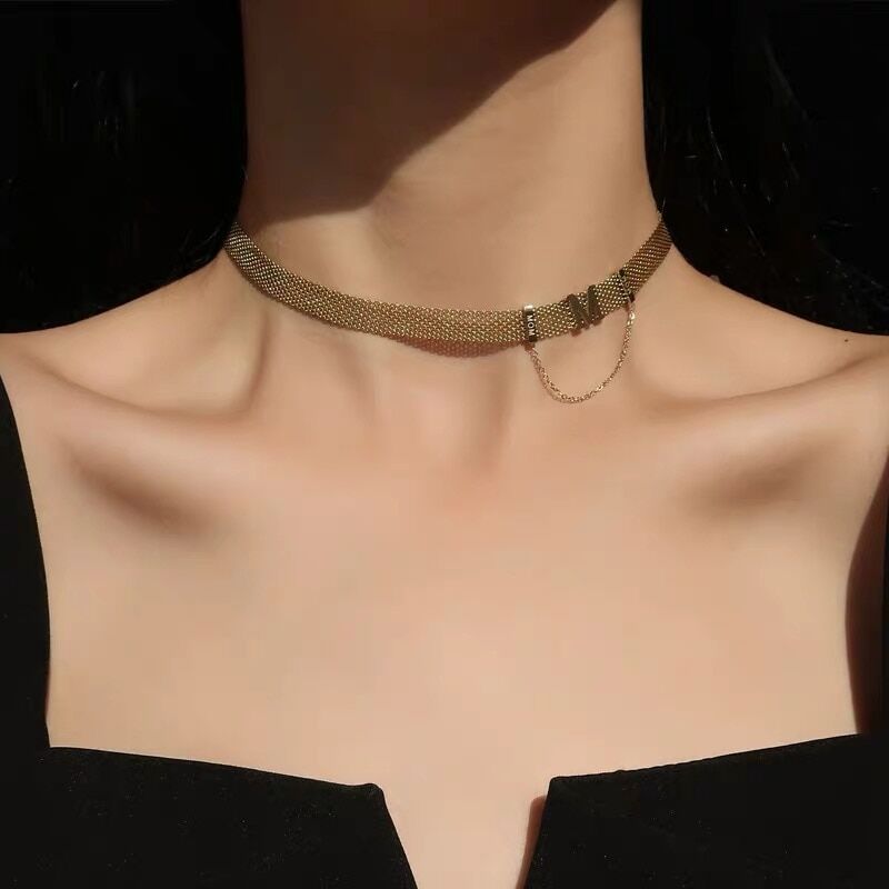 316L Stainless Steel , Wide Gold Color , Letter Necklaces Charms , Simple Chain, Choker Necklaces , 2022 Fashion Girl's Jewelry .# NP - Image 4
