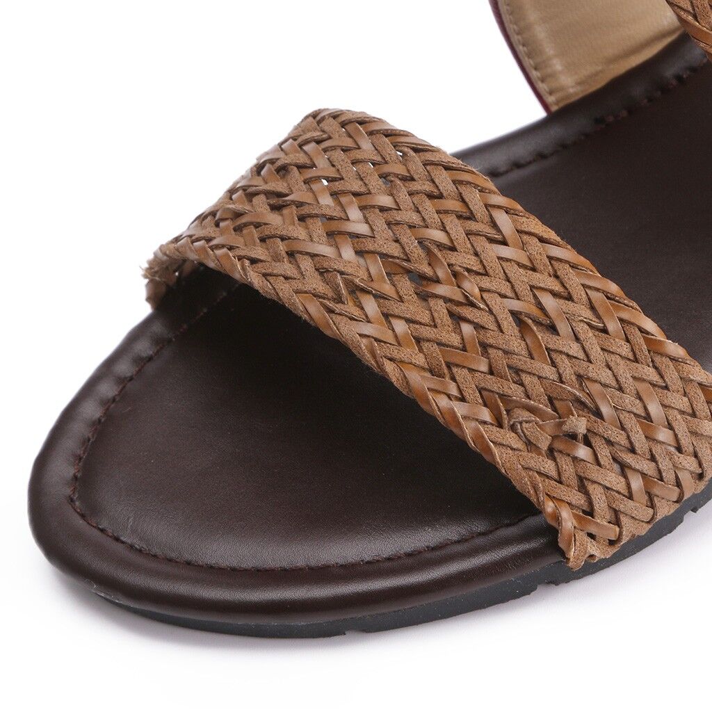 Fashion New Fish Mouth Leather Canvas Women Weave Wedge , Heel Shoes, Zipper Sandals, Casual Beach Sandals , Roman Shoes # NP - Image 4