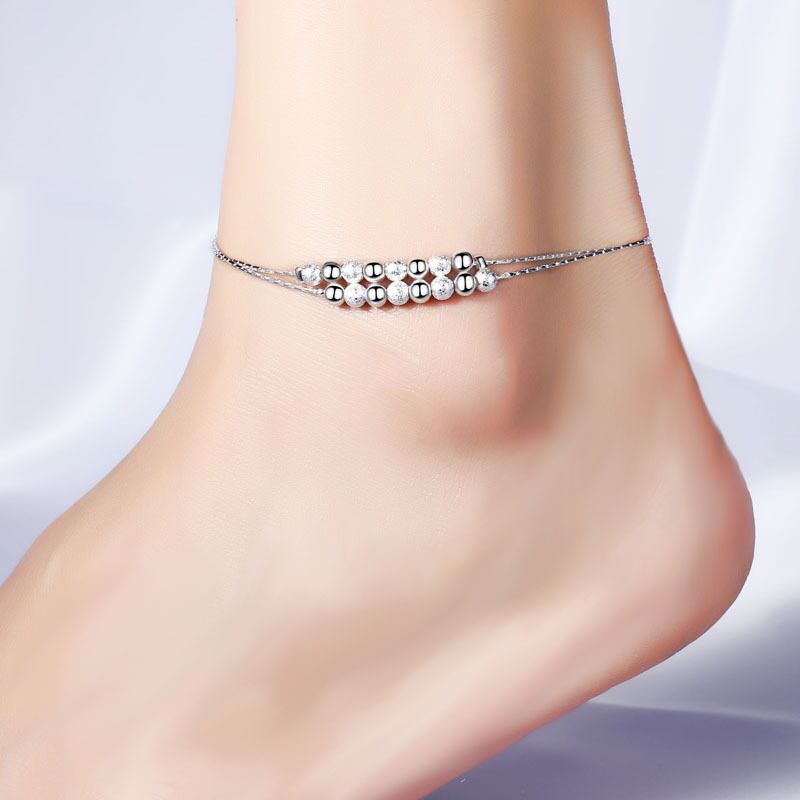 100% 925 Sterling Silver Snake Chain , Pearls Anklets For Women , Fashion Silver 925 # NP - Image 3