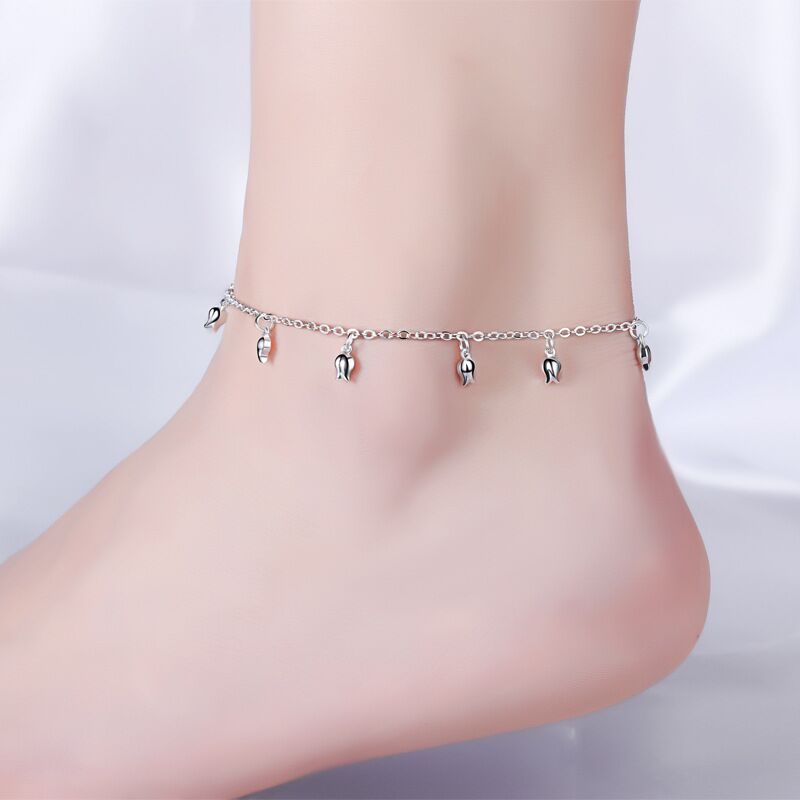 100% 925 Sterling Silver Snake Chain , Pearls Anklets For Women , Fashion Silver 925 # NP - Image 4