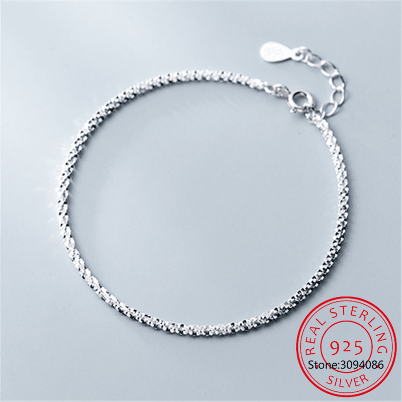 100% 925 Sterling Silver Snake Chain , Pearls Anklets For Women , Fashion Silver 925 # NP