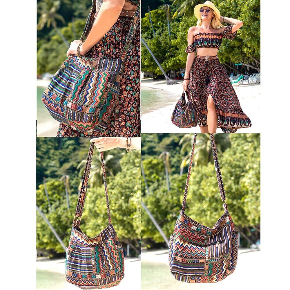 2022 Women Designer Shoulder Bag , Vintage Cross body Bag , Large Capacity Handbag , Pockets Hobo Bag, Fabric Messenger Bag # NP - Image 4