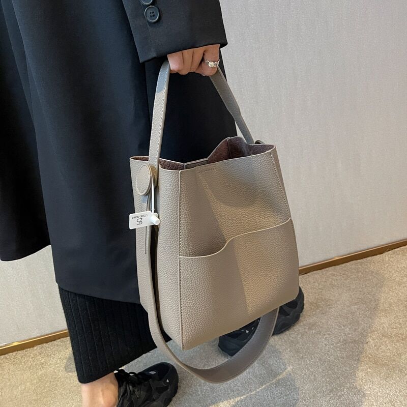 Simple Fashion PU Leather Bucket Crossbody Bags For Women Designer Luxury Handbags and Purses Women's Shoulder Tote Bag SG875 - Image 2