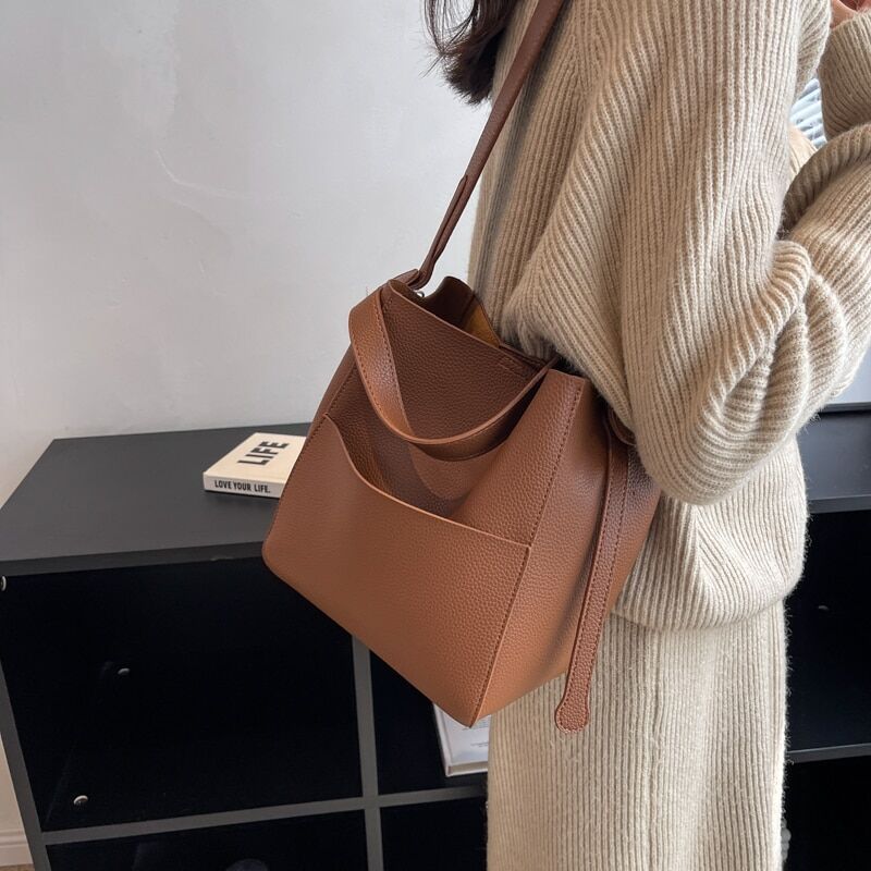 Simple Fashion PU Leather Bucket Crossbody Bags For Women Designer Luxury Handbags and Purses Women's Shoulder Tote Bag SG875 - Image 4