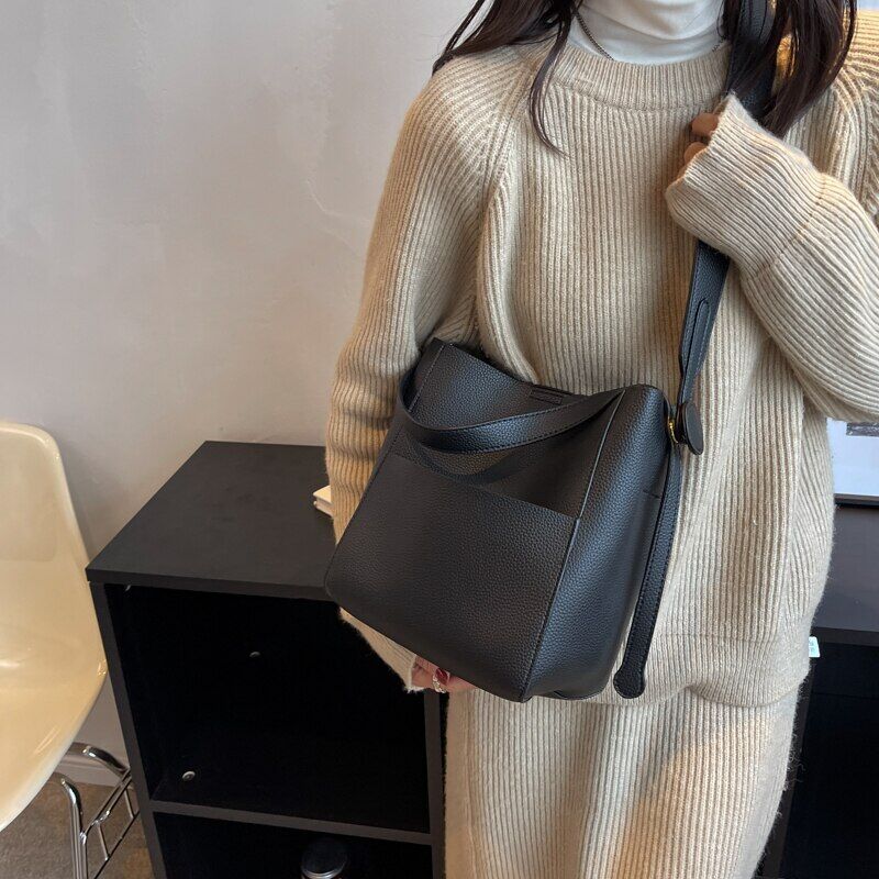 Simple Fashion PU Leather Bucket Crossbody Bags For Women Designer Luxury Handbags and Purses Women's Shoulder Tote Bag SG875 - Image 5