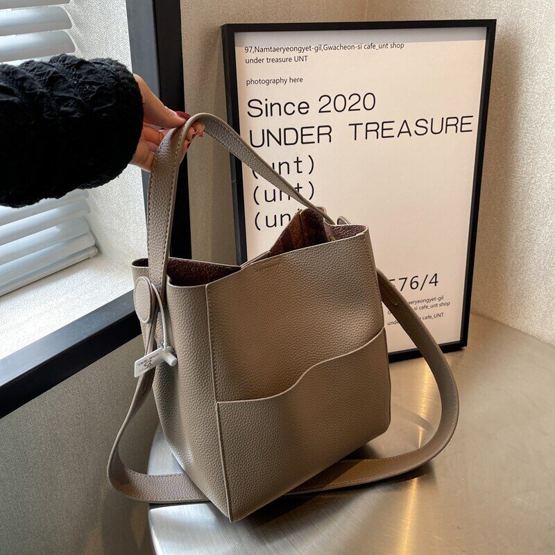 Simple Fashion PU Leather Bucket Crossbody Bags For Women Designer Luxury Handbags and Purses Women's Shoulder Tote Bag SG875