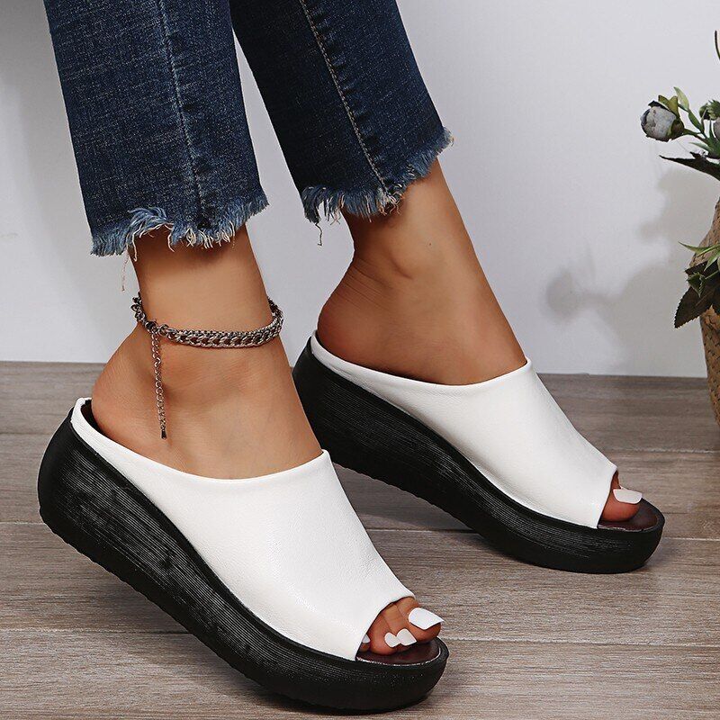 Slippers Women Summer 2023 New Ethnic Style , Wedge with Fish Mouth , Women's Shoes , Large Size # NP - Image 2