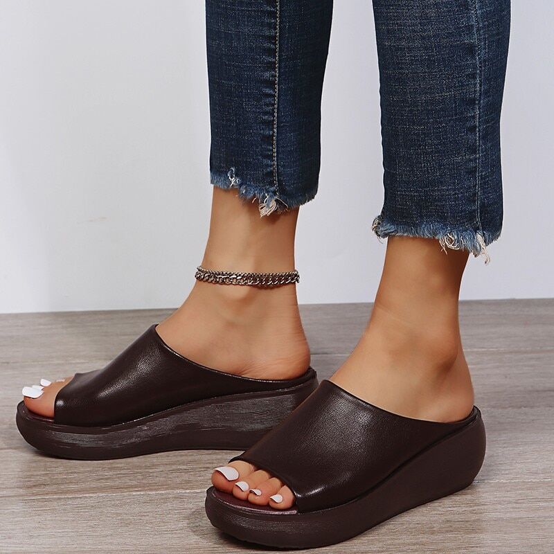 Slippers Women Summer 2023 New Ethnic Style , Wedge with Fish Mouth , Women's Shoes , Large Size # NP - Image 3