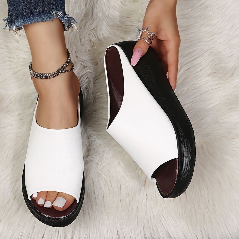 Slippers Women Summer 2023 New Ethnic Style , Wedge with Fish Mouth , Women's Shoes , Large Size # NP - Image 5