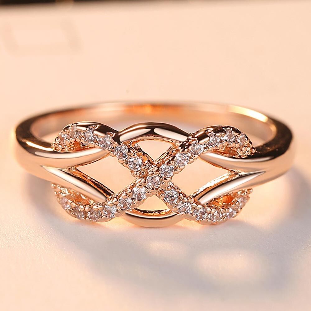 Copper Wave Rings For Women,  Fashion Infinity Design,  Rose Gold Wave Ring , Wedding Party Jewelry.#NP