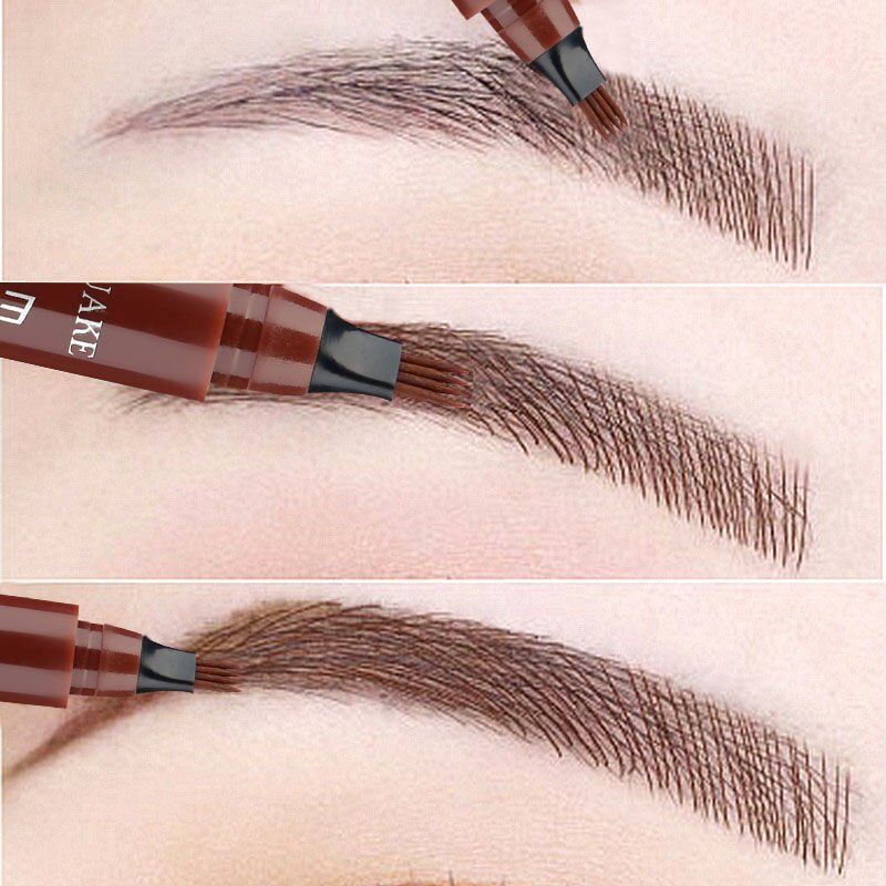 5 Colors Eyebrow Pen,  Waterproof 4 Fork , Tip Eyebrow Tattoo , Pencil Cosmetic Long Lasting,  Natural Dark Brown Liquid Eye Brow Pencil.#NP