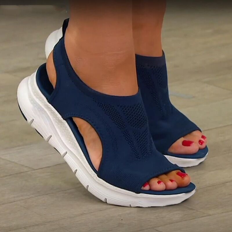Women Sandals , Summer Mesh , Casual Ladies Wedges Shoes , Solid Color,  Hollow Platform Open Toe,  Light Comfort #  NP